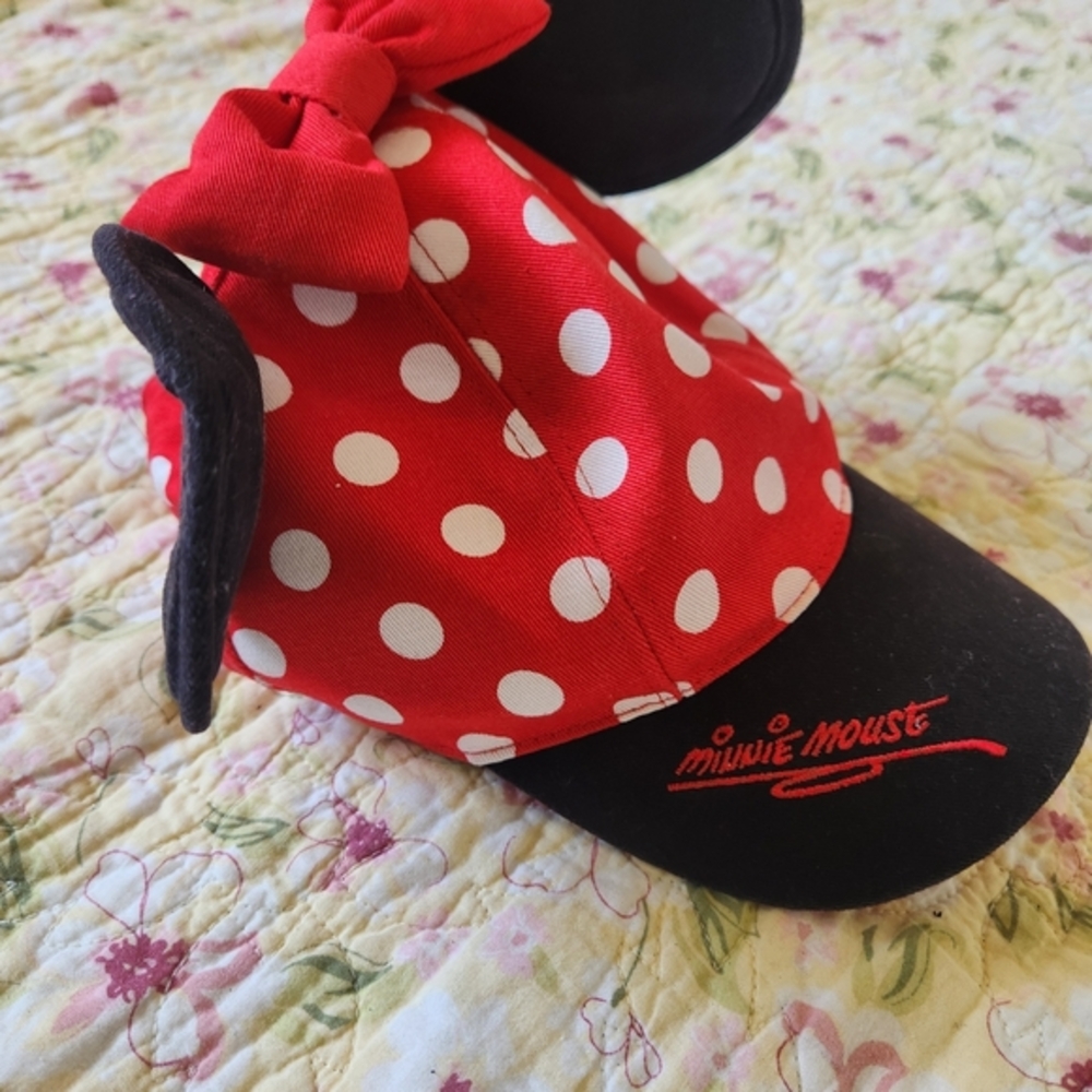 Disney Red and Black Polka Dot Kids Cap Size Youth